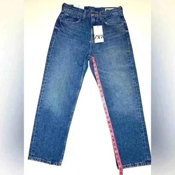 Zara Womens Straight Cropped Mid Waist Jeans Size 6 - Picture 3 of 10